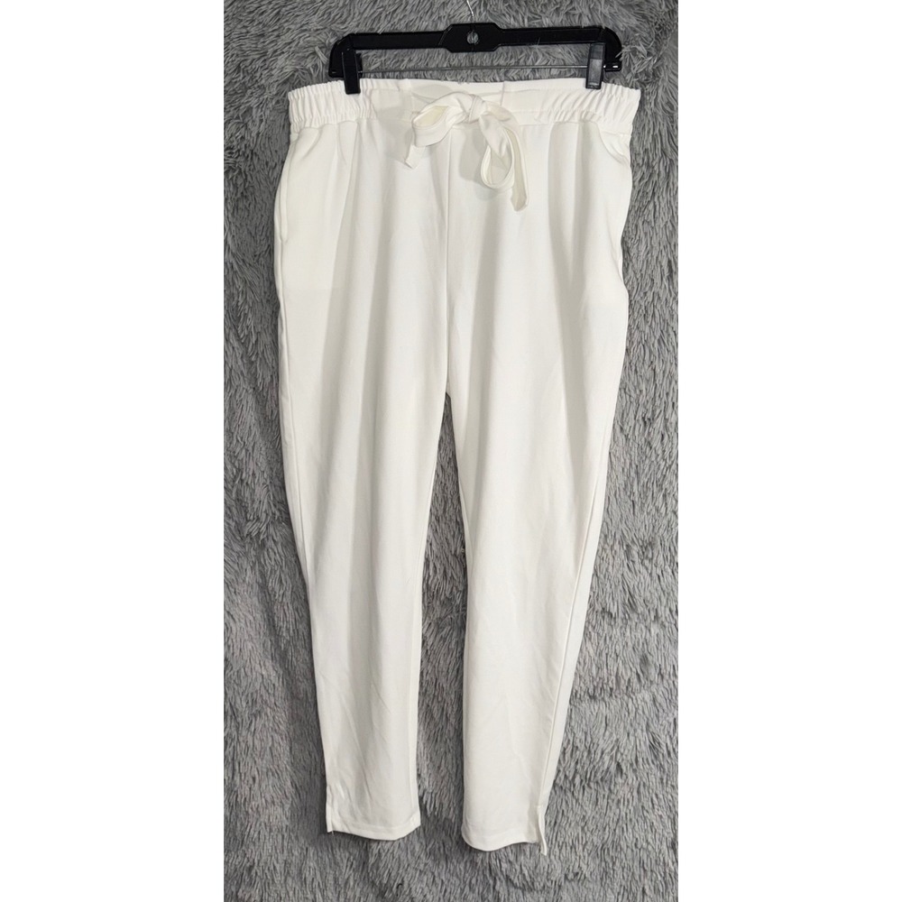 ReVamped White Wide Leg Elastic Waist Tie Waist Pants L‎ G